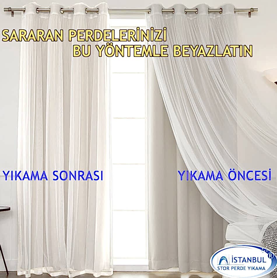 Yıkama öncesi ve sonrası beyazlatılmış perde
