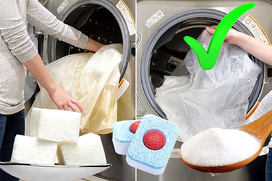 Şeker bulaşik makinesi tableti karbonat ile perde beyazlatma